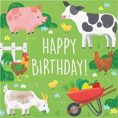 Feestbazaar Verjaardagservetten Boerderijdieren Farmhouse Fun (16st)