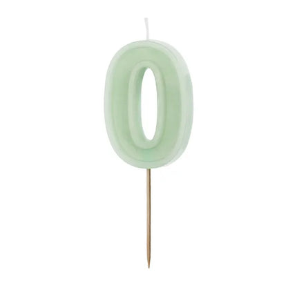 Feestbazaar Verjaardagskaars Cijfer 0 Lichtgroen (6cm)