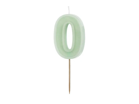 Feestbazaar Verjaardagskaars Cijfer 0 Lichtgroen (6cm)