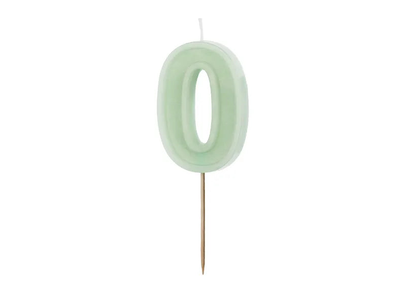 Feestbazaar Verjaardagskaars Cijfer 0 Lichtgroen (6cm)