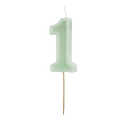 Feestbazaar Verjaardagskaars Cijfer 1 Lichtgroen (6cm)