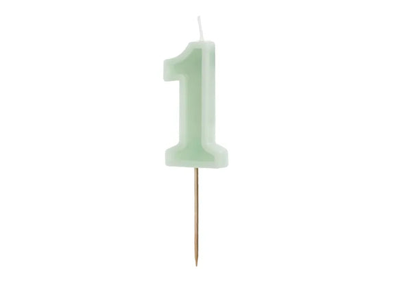 Feestbazaar Verjaardagskaars Cijfer 1 Lichtgroen (6cm)