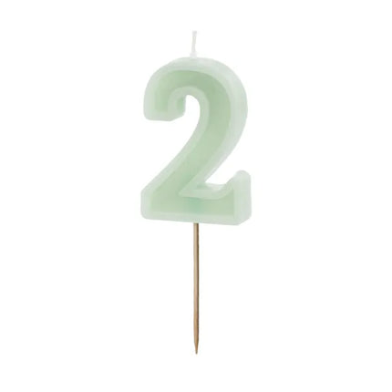 Feestbazaar Verjaardagskaars Cijfer 2 Lichtgroen (6cm)