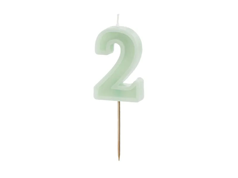 Feestbazaar Verjaardagskaars Cijfer 2 Lichtgroen (6cm)