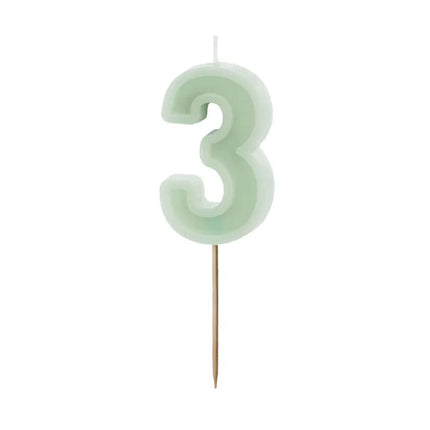Feestbazaar Verjaardagskaars Cijfer 3 Lichtgroen (6cm)