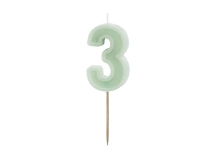 Feestbazaar Verjaardagskaars Cijfer 3 Lichtgroen (6cm)