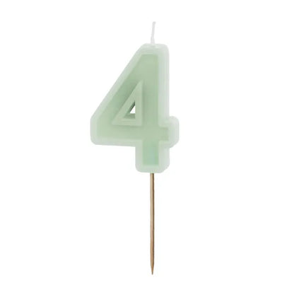 Feestbazaar Verjaardagskaars Cijfer 4 Lichtgroen (6cm)