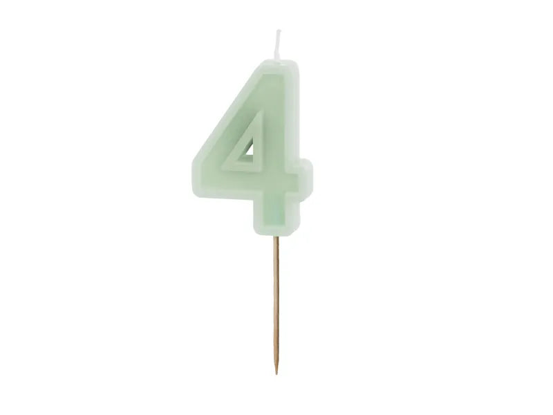 Feestbazaar Verjaardagskaars Cijfer 4 Lichtgroen (6cm)