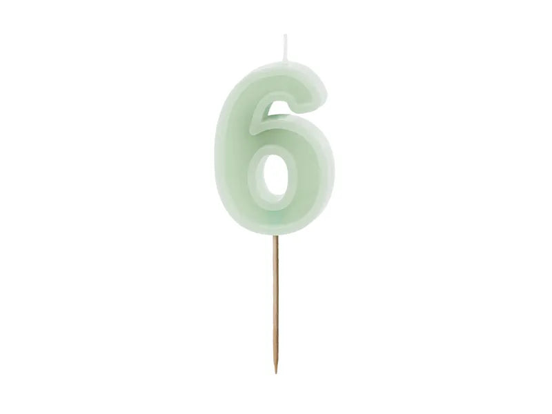 Feestbazaar Verjaardagskaars Cijfer 6 Lichtgroen (6cm)