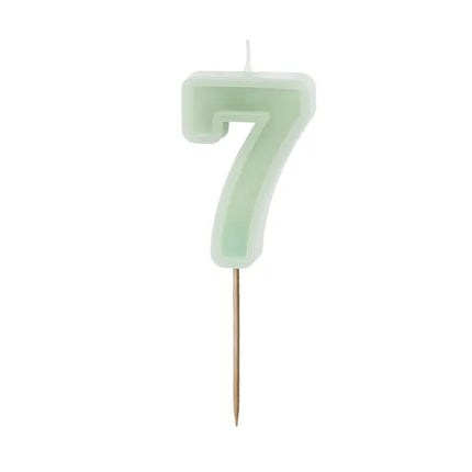 Feestbazaar Verjaardagskaars Cijfer 7 Lichtgroen (6cm)