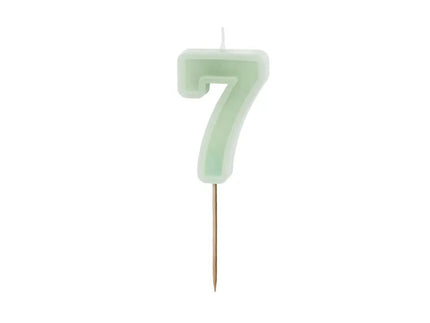 Feestbazaar Verjaardagskaars Cijfer 7 Lichtgroen (6cm)