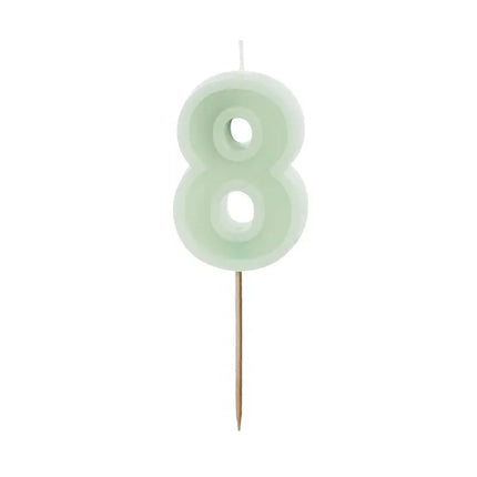 Feestbazaar Verjaardagskaars Cijfer 8 Lichtgroen (6cm)