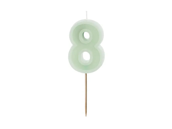 Feestbazaar Verjaardagskaars Cijfer 8 Lichtgroen (6cm)