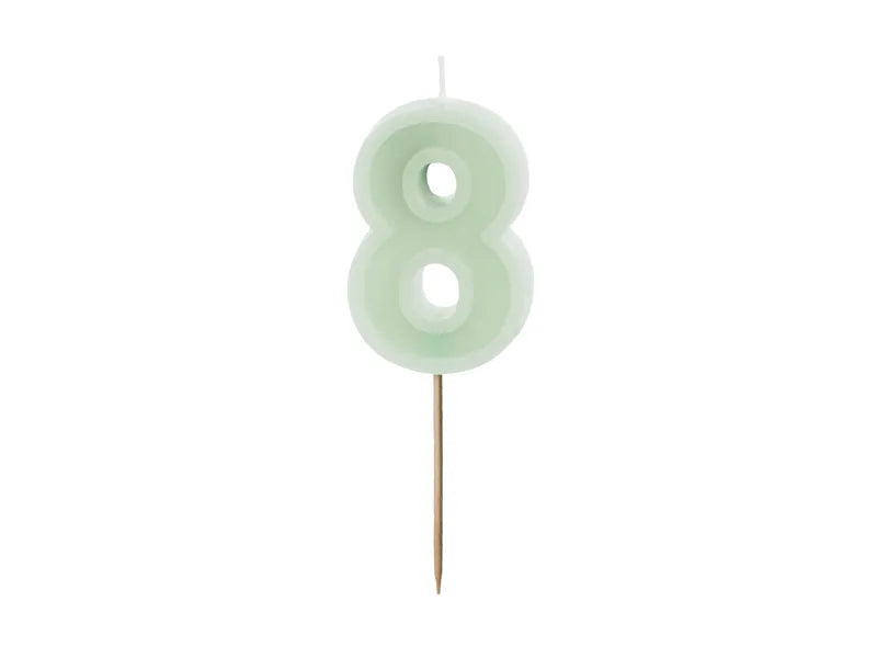 Feestbazaar Verjaardagskaars Cijfer 8 Lichtgroen (6cm)