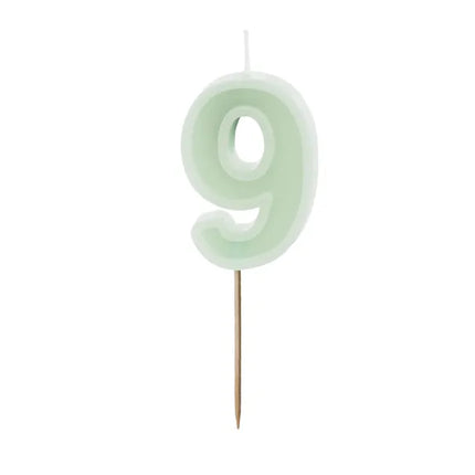 Feestbazaar Verjaardagskaars Cijfer 9 Lichtgroen (6cm)
