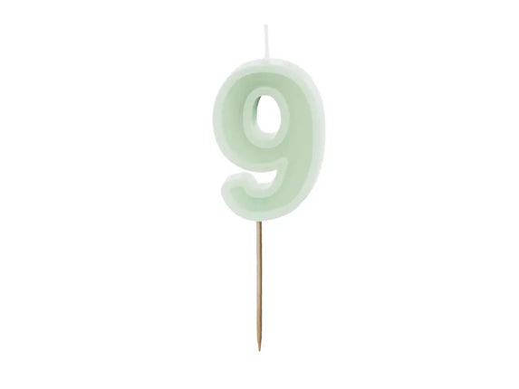 Feestbazaar Verjaardagskaars Cijfer 9 Lichtgroen (6cm)