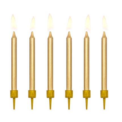 Feestbazaar Verjaardagskaarsjes goud 6cm - 6 stuks