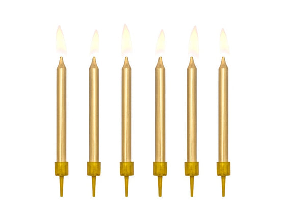 Feestbazaar Verjaardagskaarsjes goud 6cm - 6 stuks