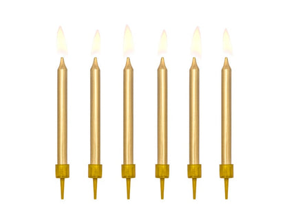 Feestbazaar Verjaardagskaarsjes goud 6cm - 6 stuks