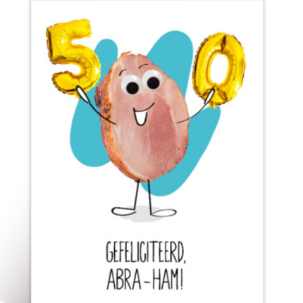 Feestbazaar Verjaardagskaart 50 Jaar 'Abra-Ham'