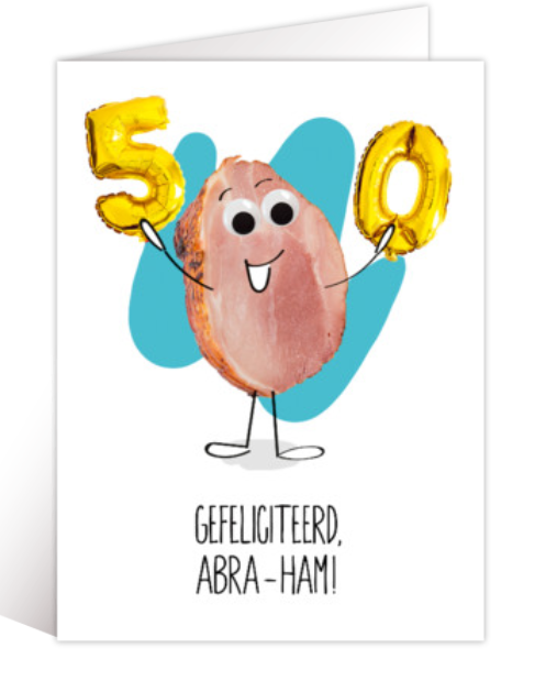 Feestbazaar Verjaardagskaart 50 Jaar 'Abra-Ham'