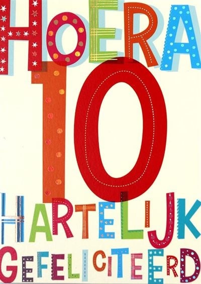 Feestbazaar Verjaardagskaart Hoera 10 Jaar