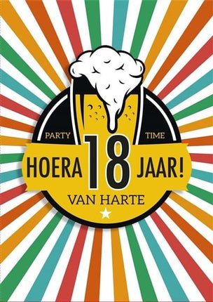 Feestbazaar Verjaardagskaart Hoera 18 Jaar Biertje