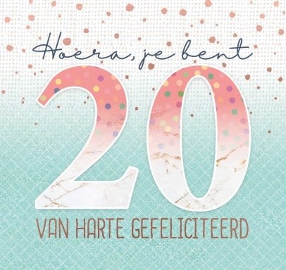 Feestbazaar Verjaardagskaart Hoera 20 Jaar