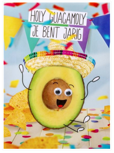 Feestbazaar Verjaardagskaart 'Holy Guacamoly Je Bent Jarig'