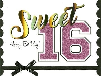 Feestbazaar Verjaardagskaart Sweet 16 Glitters