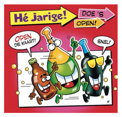 Feestbazaar Verjaardagskaarten 'Hè Jarige! Doe 's Open!'