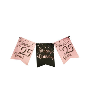 Feestbazaar Verjaardagsslinger Vaandel 25 Jaar Roze/Zwart (6m)