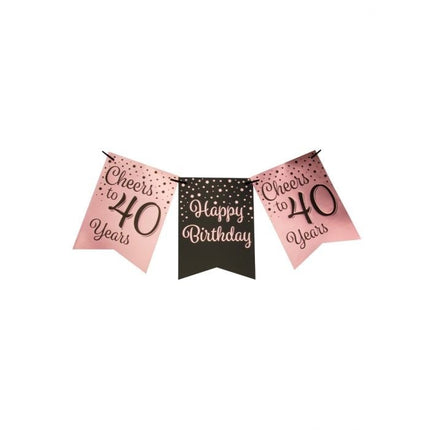 Feestbazaar Verjaardagsslinger Vaandel 40 Jaar Roze/Zwart (6m)