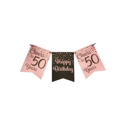 Feestbazaar Verjaardagsslinger Vaandel 50 Jaar Roze/Zwart (6m)