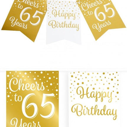Feestbazaar Verjaardagsslinger Vaandel 65 Jaar Goud/Wit (6m)