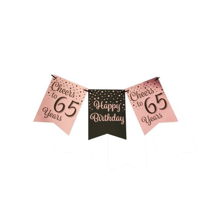 Feestbazaar Verjaardagsslinger Vaandel 65 Jaar Roze/Zwart (6m)