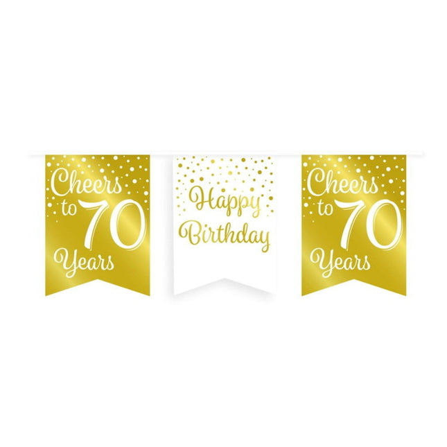 Feestbazaar Verjaardagsslinger Vaandel 70 Jaar Goud/Wit (6m)
