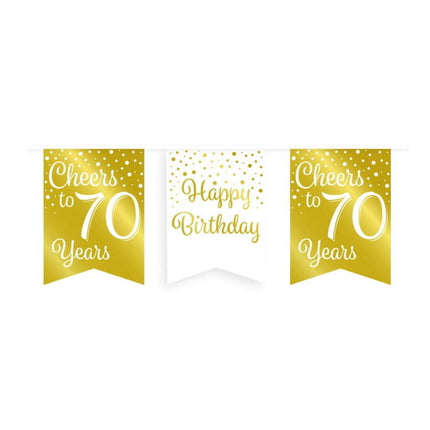 Feestbazaar Verjaardagsslinger Vaandel 70 Jaar Goud/Wit (6m)