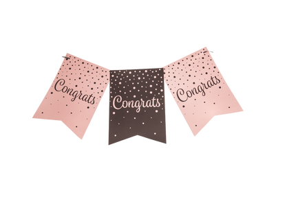 Feestbazaar Verjaardagsslinger Vaandel 'Congrats' Roze/Zwart 