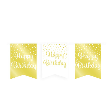 Feestbazaar Verjaardagsslinger Vaandel Happy Birthday Goud/Wit (6m)