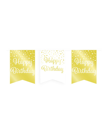 Feestbazaar Verjaardagsslinger Vaandel Happy Birthday Goud/Wit (6m)