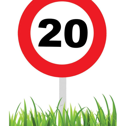 Feestbazaar Verkeersbord 20 Jaar tuin 36cm