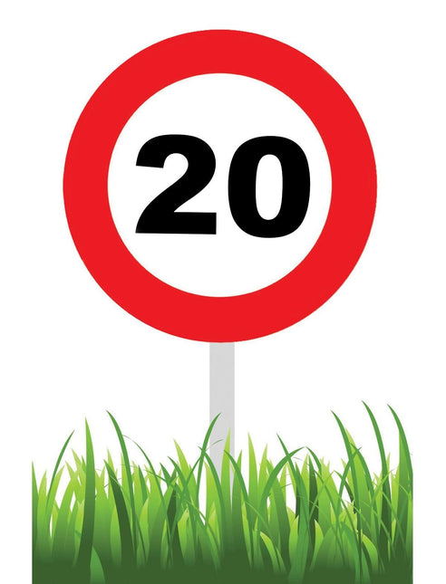 Feestbazaar Verkeersbord 20 Jaar tuin 36cm