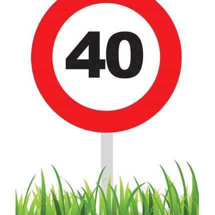 Feestbazaar Verkeersbord 40 jaar tuin 36cm