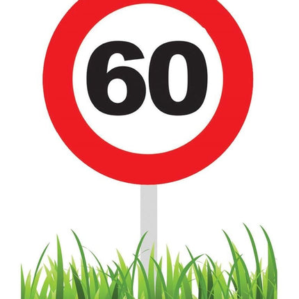 Feestbazaar Verkeersbord 60 jaar tuin 36cm