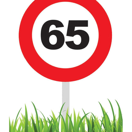 Feestbazaar Verkeersbord 65 jaar tuin 36cm