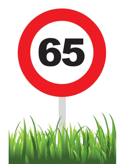 Feestbazaar Verkeersbord 65 jaar tuin 36cm