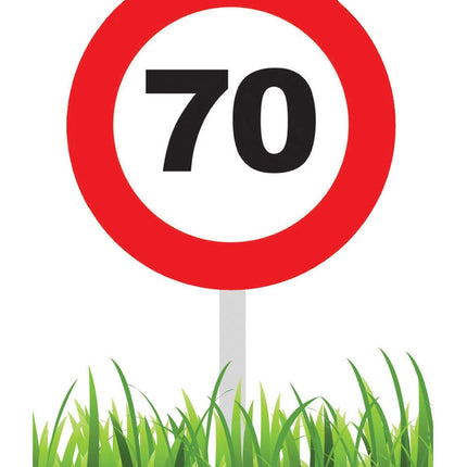 Feestbazaar Verkeersbord 70 jaar tuin 36cm