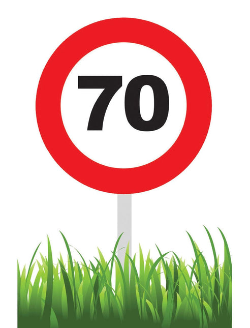 Feestbazaar Verkeersbord 70 jaar tuin 36cm