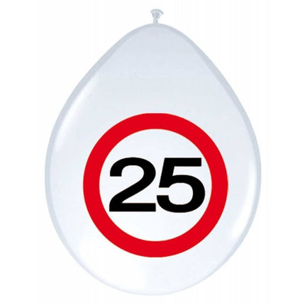 Feestbazaar Verkeersbord Ballonnen 25 Jaar - 8 stuks